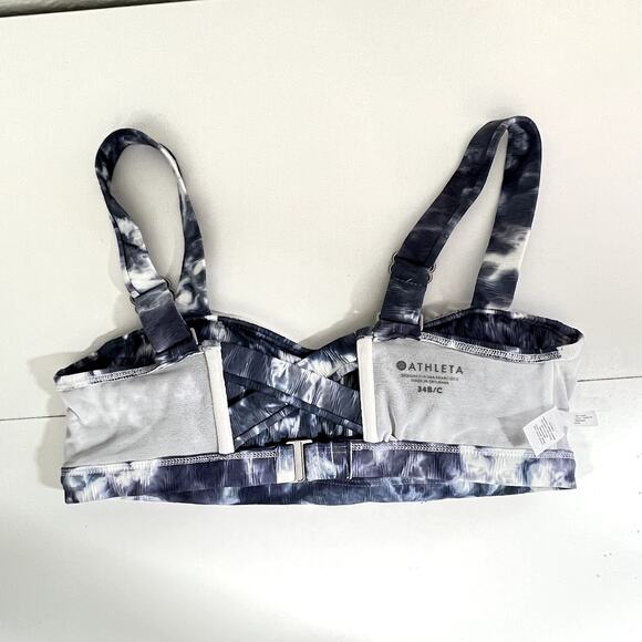 Athleta Tie Dye Bikini Lycra UPF 50+ Adjustable Underwire Blue White 34 B C - Picture 6 of 10